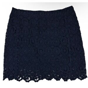 Joe Fresh Crochet Mini‎ Skirt Floral Lace Black Lined Skater Size 4